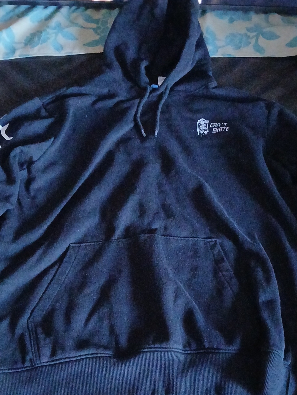 Divided Black Hoodie with White 'Can't Skate' Graphic
